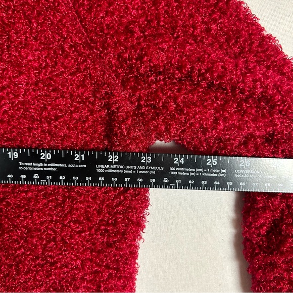 J Jill NWT Teddy Full Zip Up Sweater Women’s XL Ruby Red Textured Soft Cozy - Picture 8 of 11